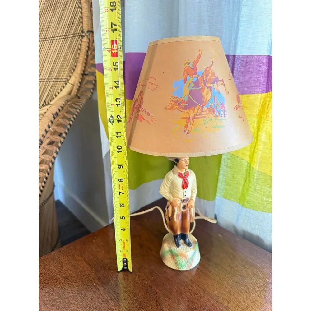 Vintage Cowboy western figurative lamp and shade